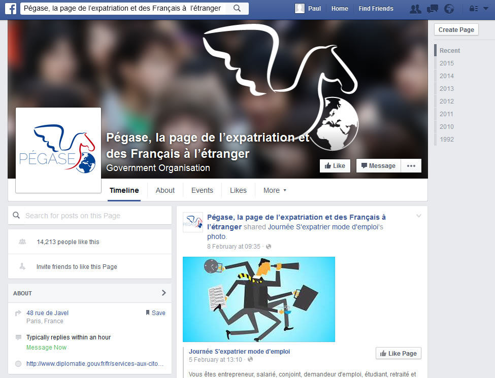 Page Facebook de l’expatriation et des Français à l’étranger